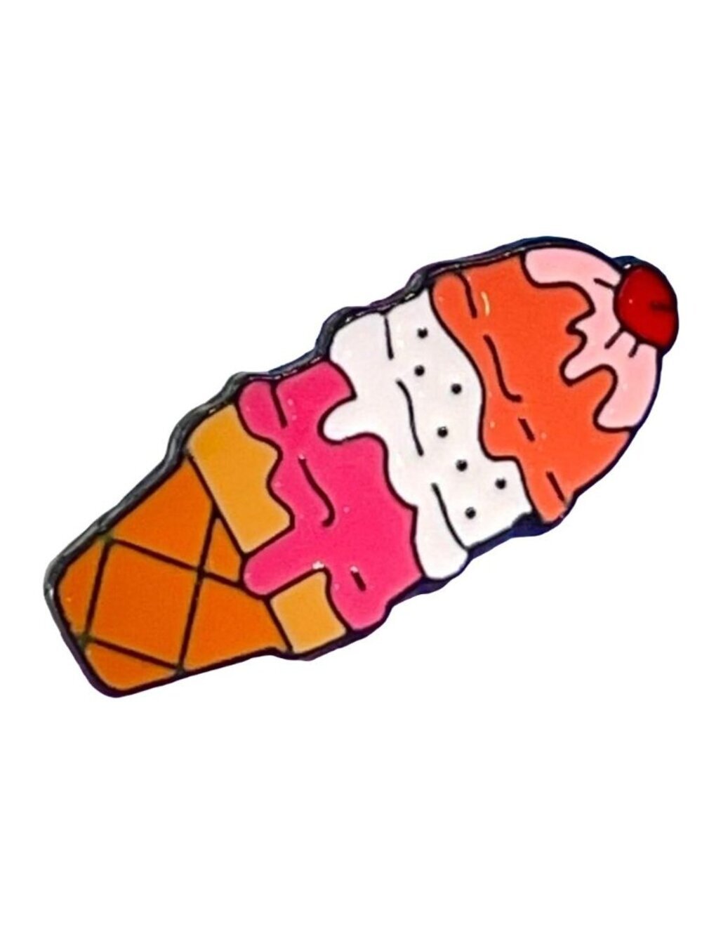 Ice Cream Cone Lapel Pin 3 Scoops Strawberry Vanilla Raspberry Badge Brooch Pin